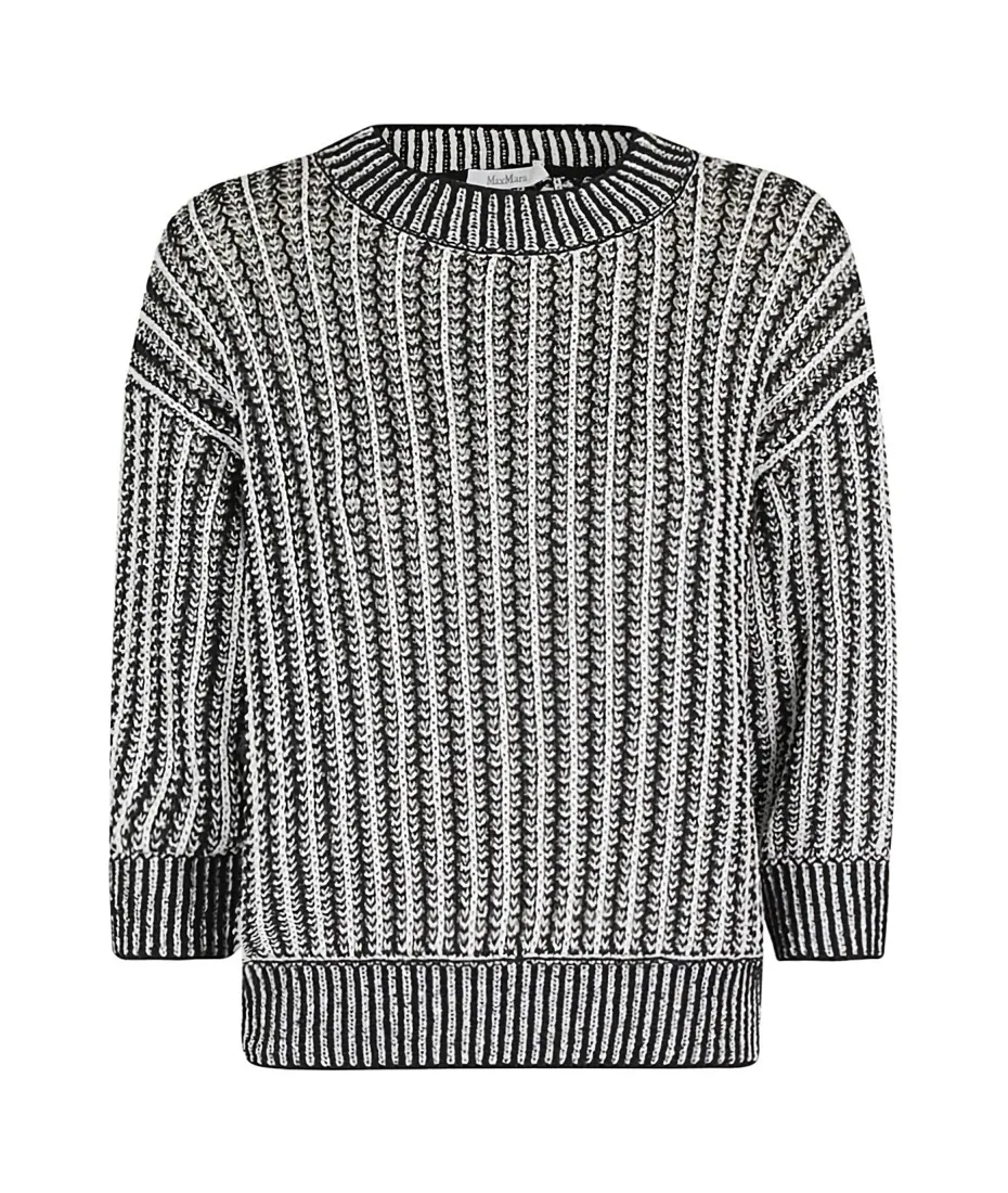 MaxMara  |Long Sleeves Plain Cotton High-Neck Cropped Tops