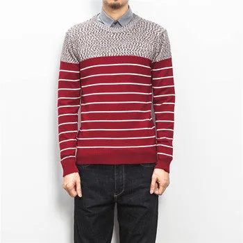 Men Knitted Stripped Sweaters Pullovers Men's Casual Slim Fit Plus Size Long Sleeved O Neck Sweaters Hombre SM6