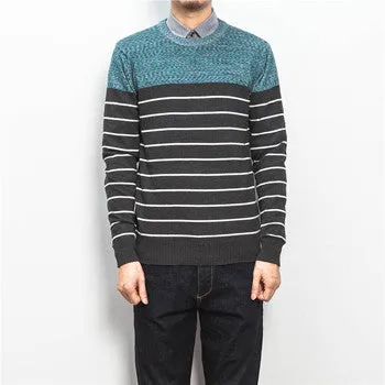 Men Knitted Stripped Sweaters Pullovers Men's Casual Slim Fit Plus Size Long Sleeved O Neck Sweaters Hombre SM6