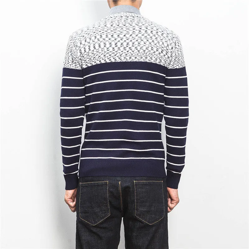 Men Knitted Stripped Sweaters Pullovers Men's Casual Slim Fit Plus Size Long Sleeved O Neck Sweaters Hombre SM6