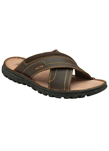 Mens Mikey Brown Leather Sandals by Lotus | Look Again