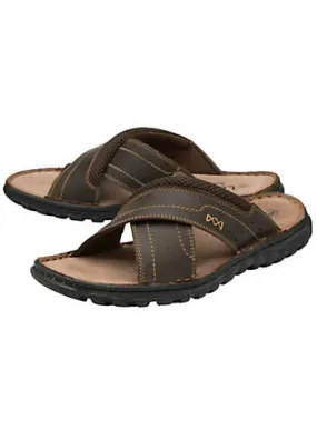 Mens Mikey Brown Leather Sandals by Lotus | Look Again