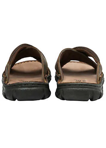 Mens Mikey Brown Leather Sandals by Lotus | Look Again