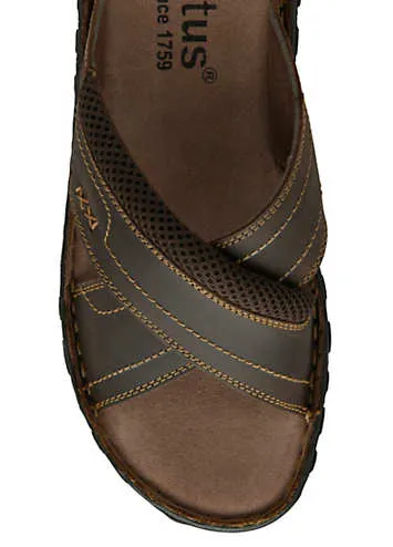 Mens Mikey Brown Leather Sandals by Lotus | Look Again