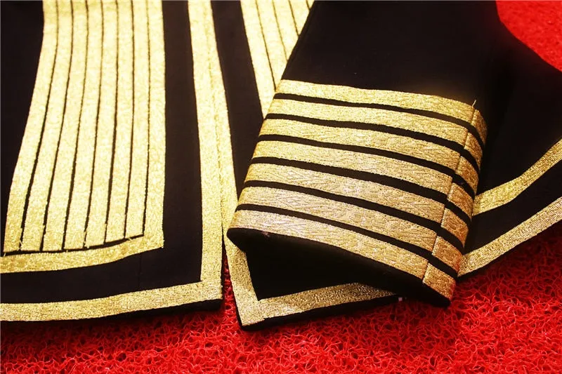 Men's Polyester Korean Fashion Gold Striped Slim Fit Nightclub Blazer