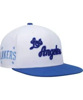 Mitchell & Ness Men's NBA White/Royal Los Angeles Lakers Hardwood Classics Snapback Hat