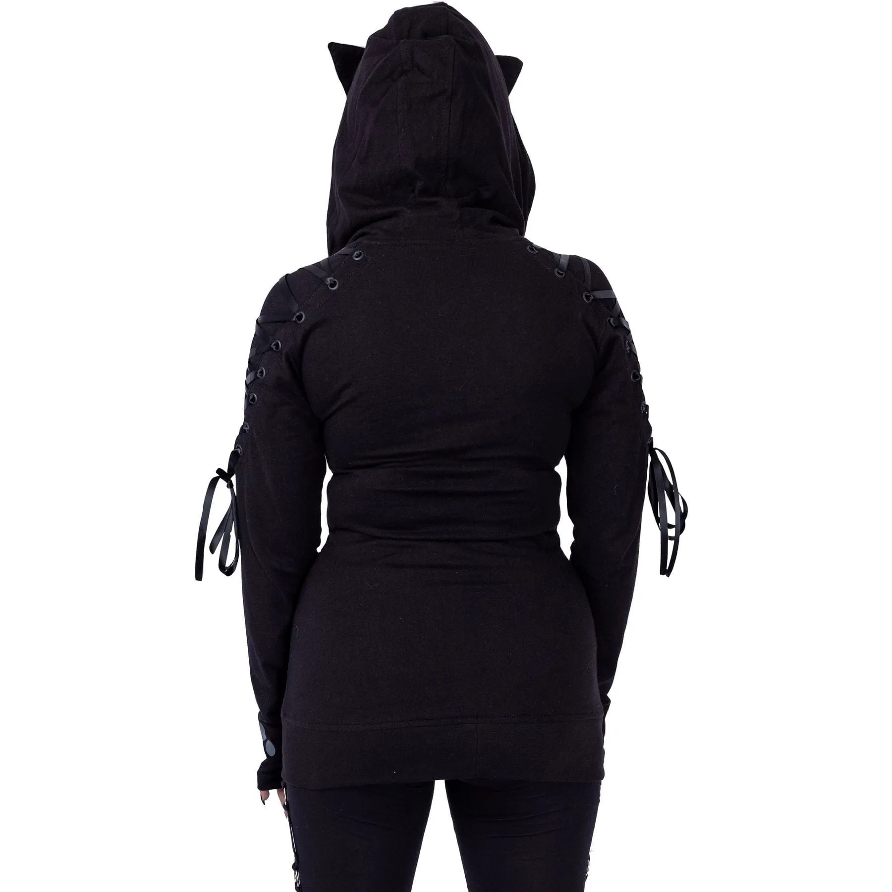 MOON KITTY HOOD - BLACK