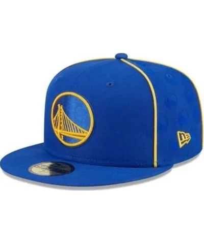 New Era Men's NBA Golden State Warriors Piped & Flocked 59Fifty Fitted Hat