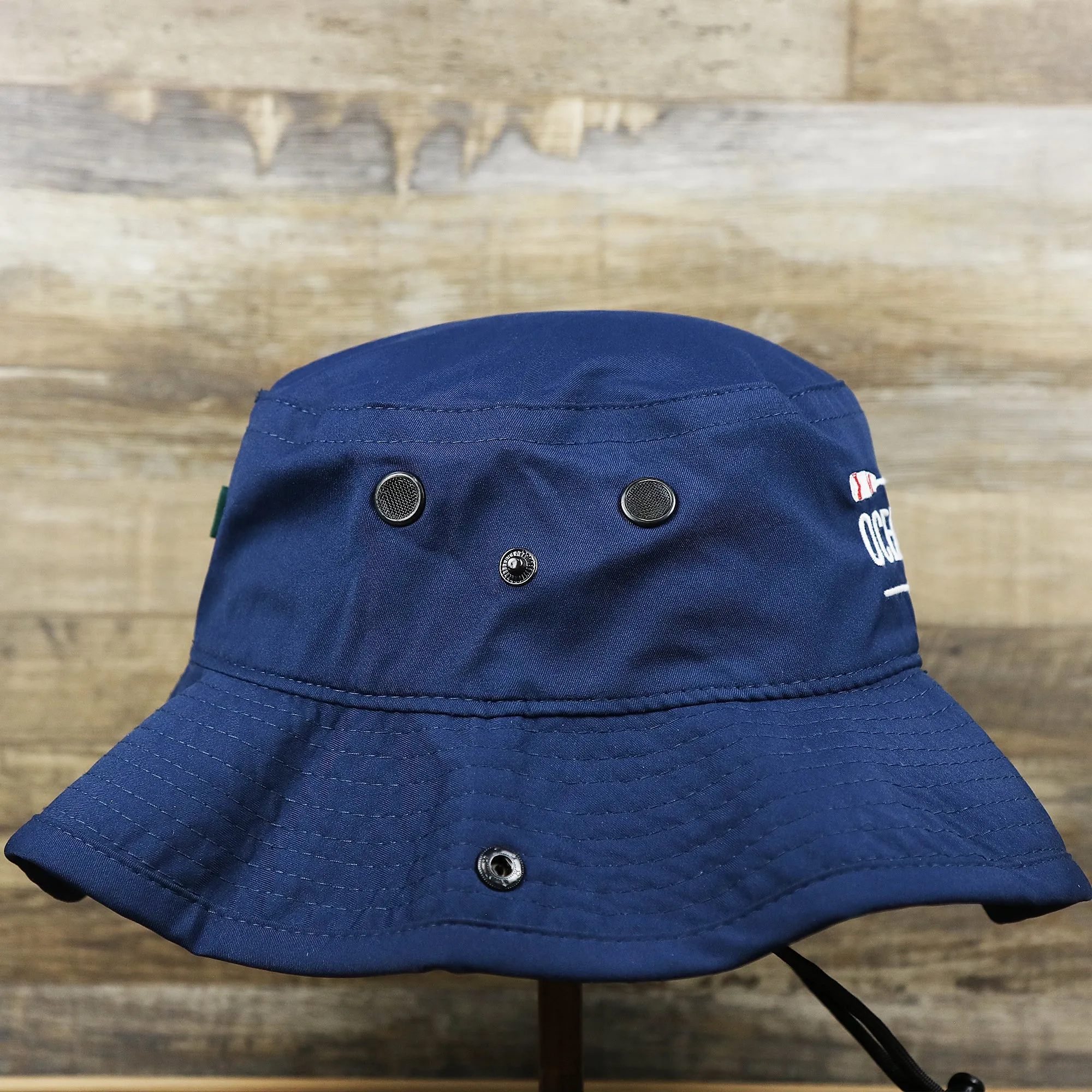 Ocean City Wordmark Parallel Oars New Jersey Bucket Hat | Navy Blue Bucket Hat