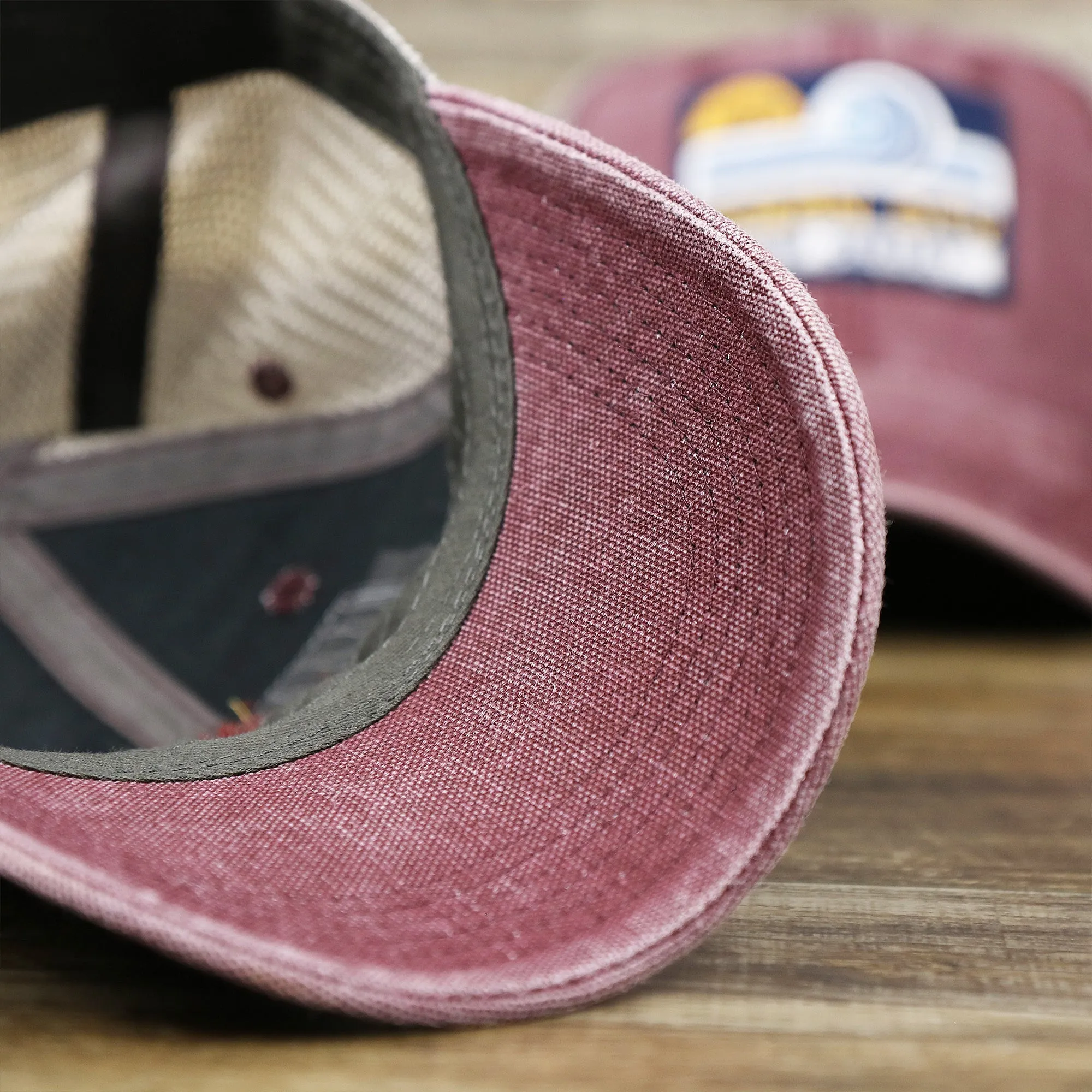 OCNJ 1879 Ocean City New Jersey Wave Trucker Hat | Burgundy And Khaki Mesh Trucker Hat