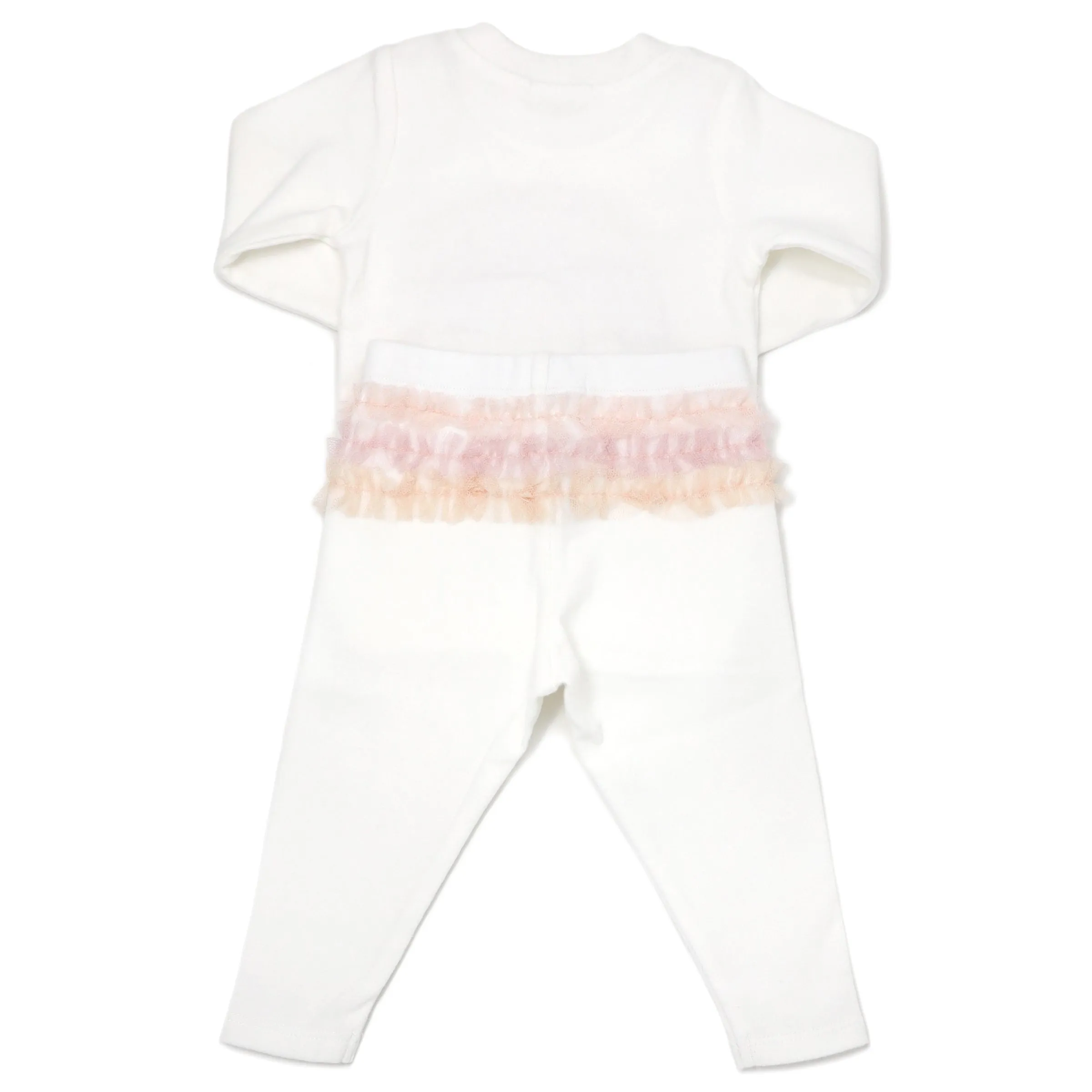 oh baby! Two Piece Set - Ruffle Rainbow Dotted Mesh - Cream