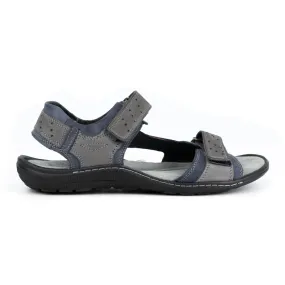 Olivier Men's leather sandals 295K navy blue with gray grey