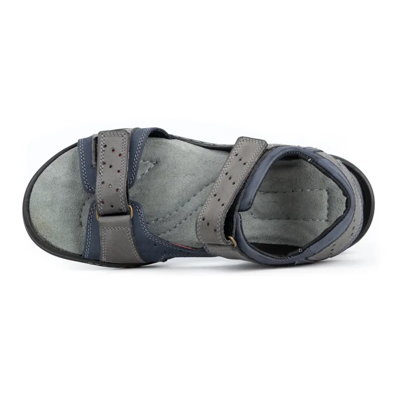 Olivier Men's leather sandals 295K navy blue with gray grey