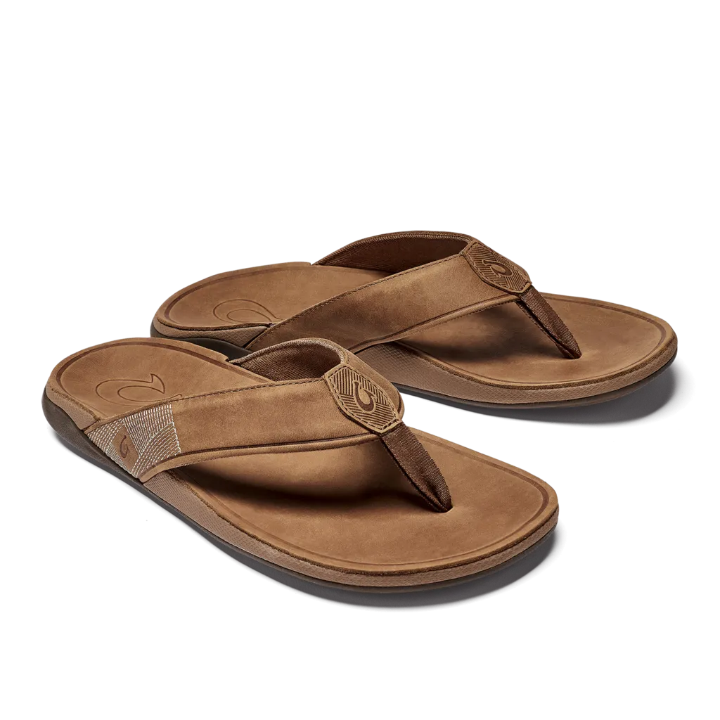 Olukai Men's Tuahine Leather Sandals - Toffee/Toffee 10465-3333