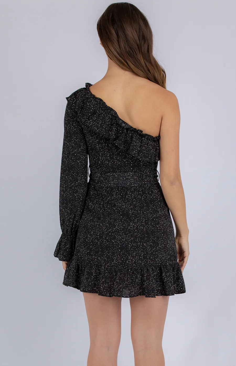 One Shoulder Speckle Print Dress (SDR780A)