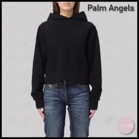 Palm Angels  |Monogram Long Sleeves Cotton Cropped Tops