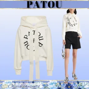 PATOU  |Long Sleeves Plain Cotton Logo Cropped Tops