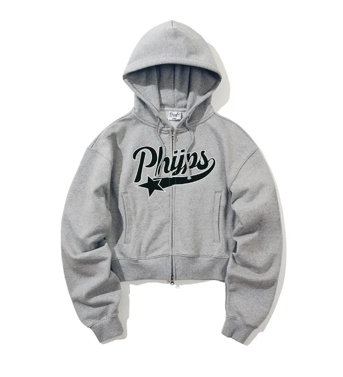 Phyps Department  |Long Sleeves Logo Cropped Tops Hoodies & Sweatshirts