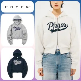 Phyps Department  |Long Sleeves Logo Cropped Tops Hoodies & Sweatshirts