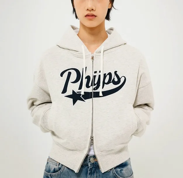 Phyps Department  |Long Sleeves Logo Cropped Tops Hoodies & Sweatshirts