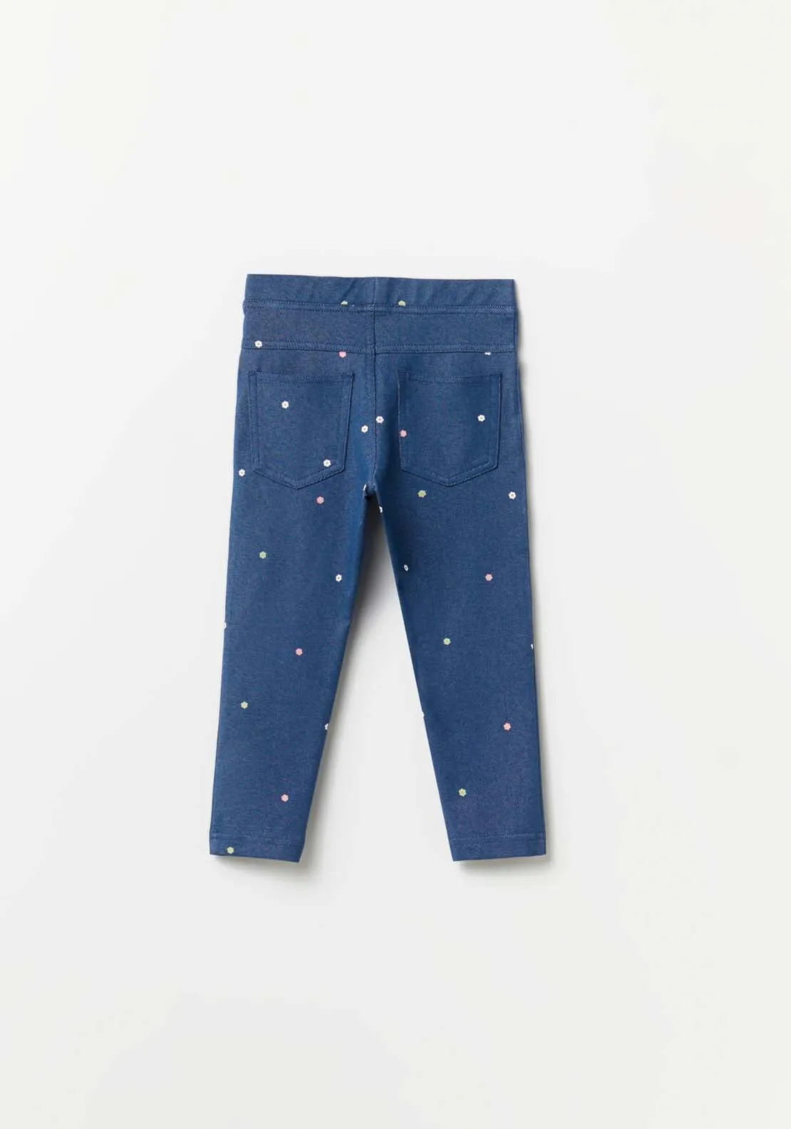 Polka Dot Denim Leggings - Blue