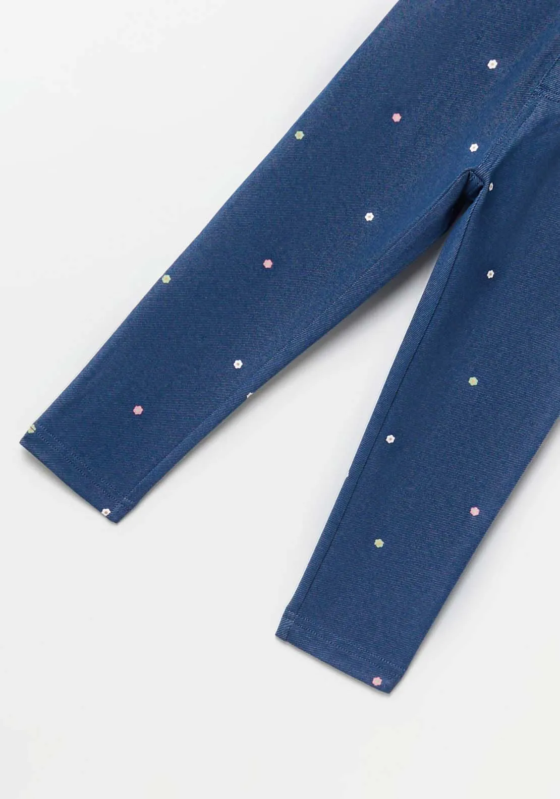 Polka Dot Denim Leggings - Blue