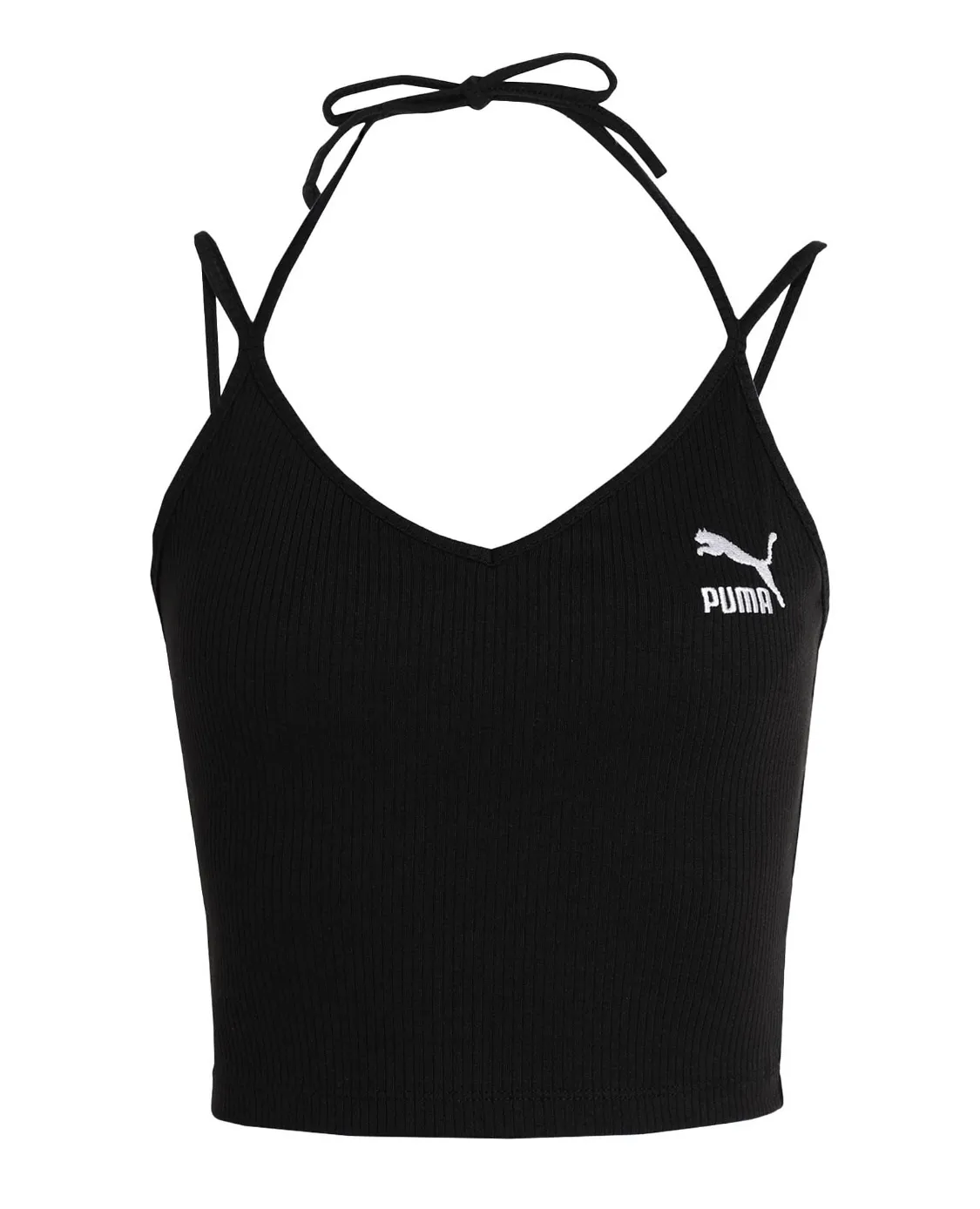 PUMA  |Rib Plain Cotton Logo Cropped Tops Tanks & Camisoles