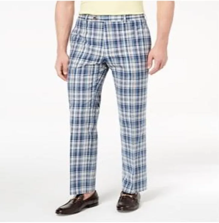 Ralph Lauren Men's Classic Fit Plaid Madras Dress Pants Blue Size 33X32