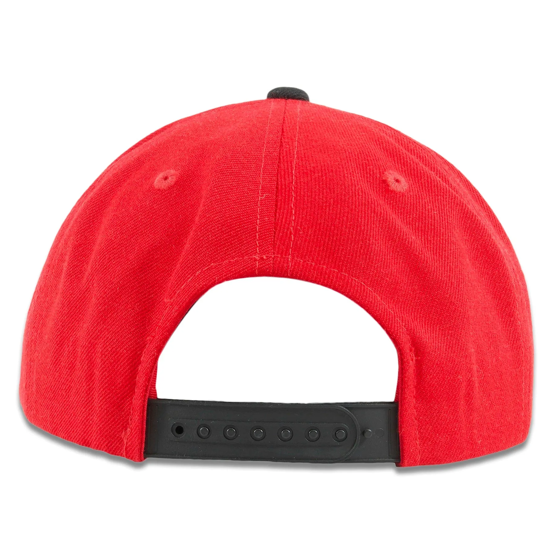 Red On Black Wool Blend Adjustable Snapback Hat