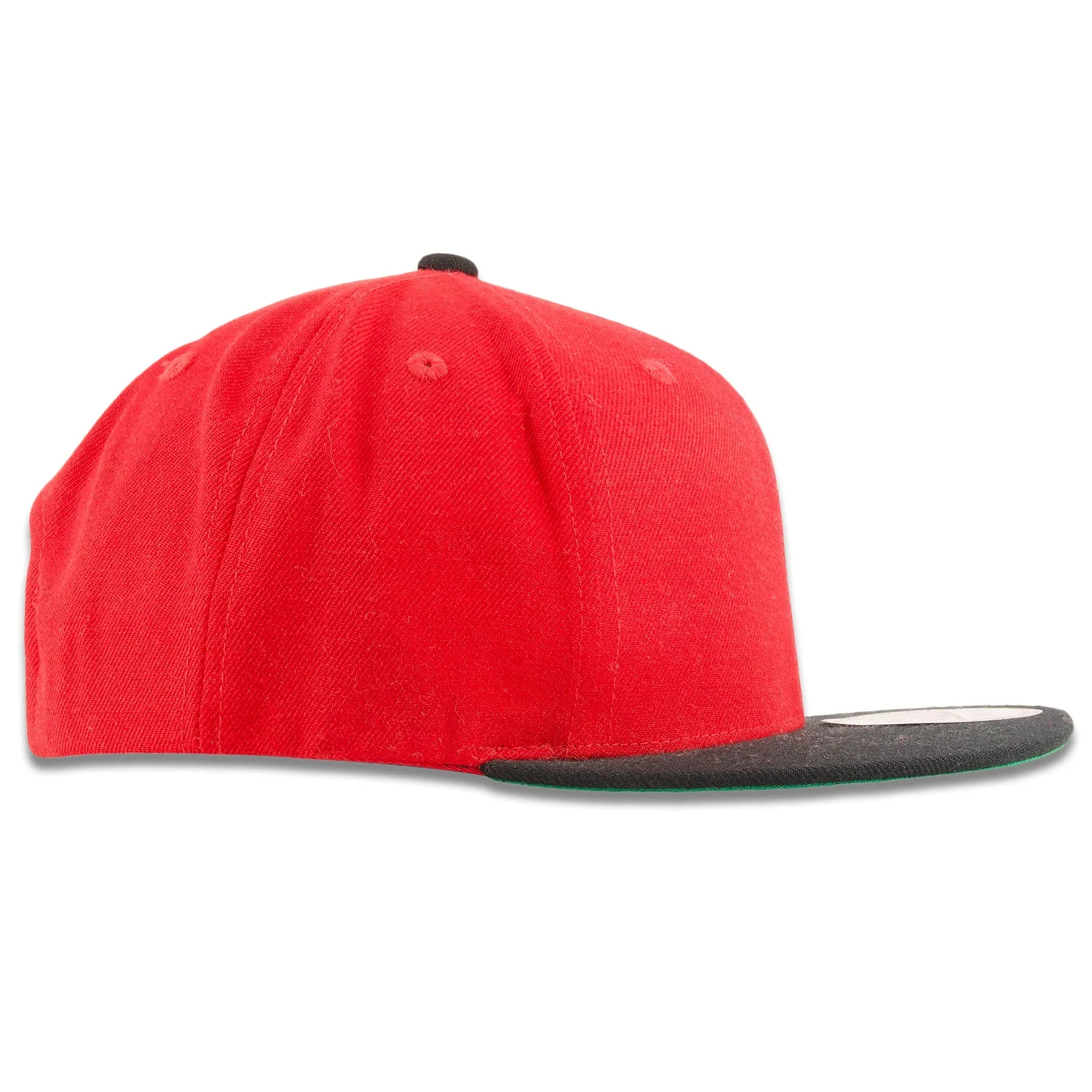 Red On Black Wool Blend Adjustable Snapback Hat