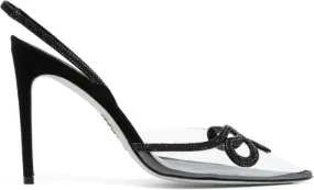 René Caovilla 90mm rhinestone-embellished leather sandals Black