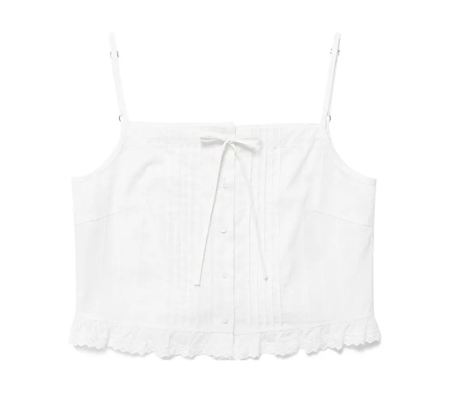 rolarola  |Plain Cotton Cropped Tops Tanks & Camisoles