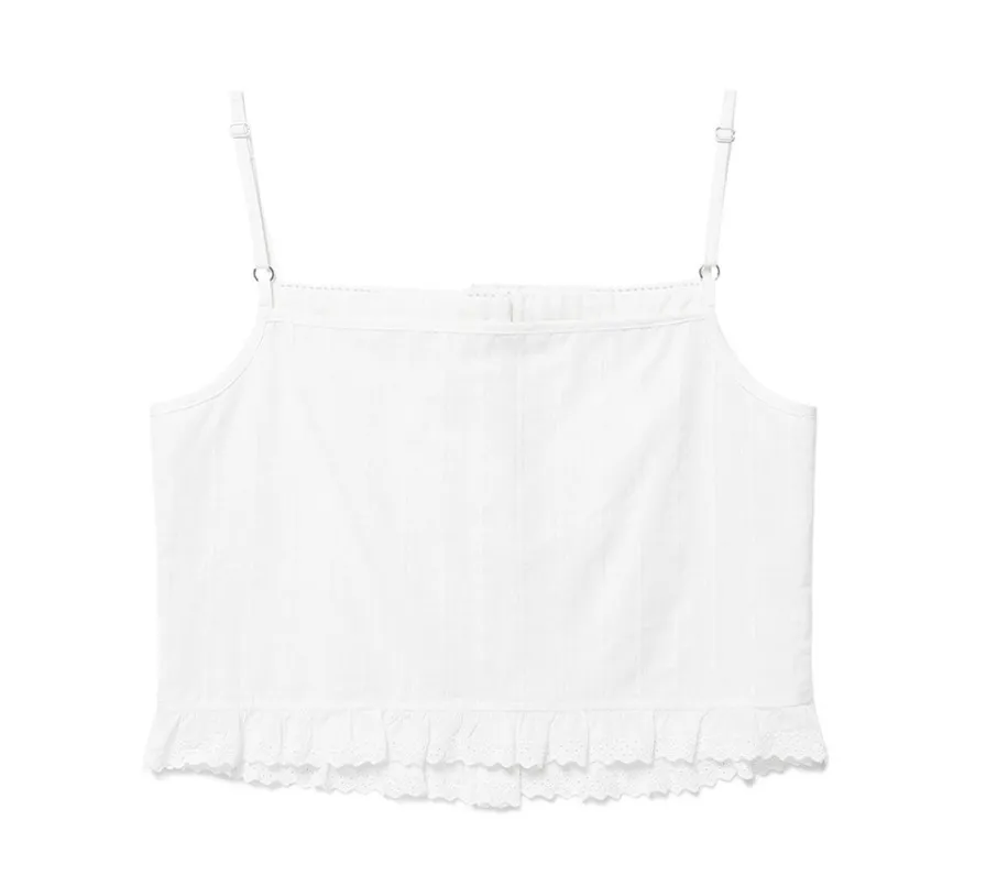 rolarola  |Plain Cotton Cropped Tops Tanks & Camisoles