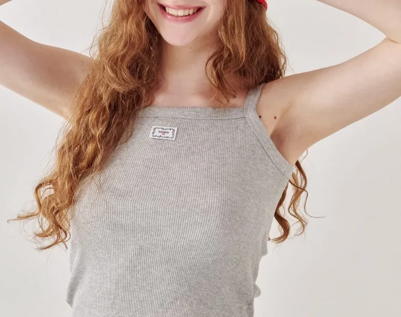 RONRON  |Sleeveless Street Style Cotton Logo Cropped Tops