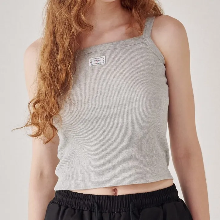 RONRON  |Sleeveless Street Style Cotton Logo Cropped Tops