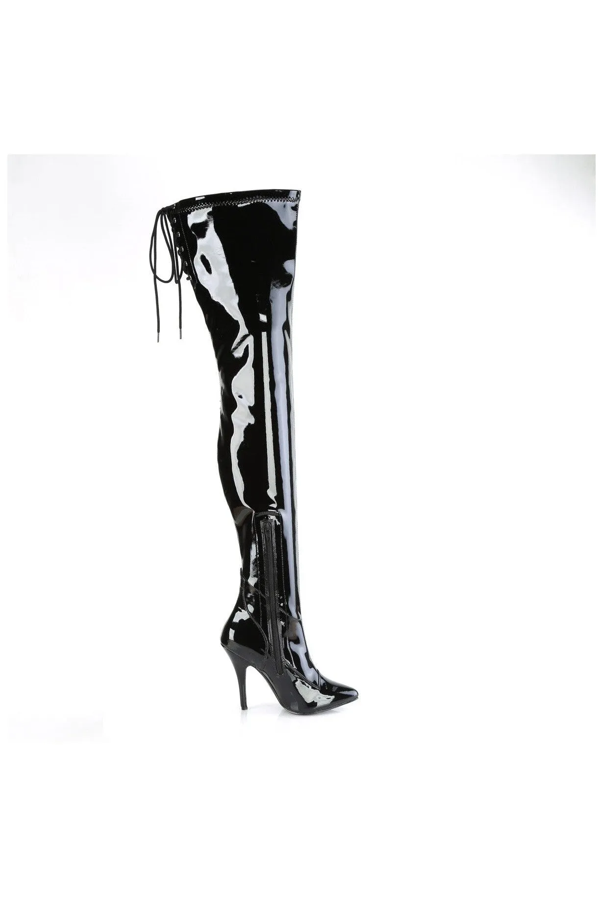 SEDUCE-4000SLT Black Faux Leather Thigh Boot