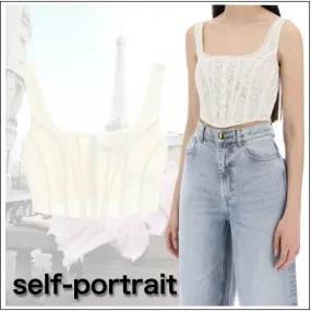 SELF PORTRAIT  |Casual Style Plain Cropped Tops Tanks & Camisoles