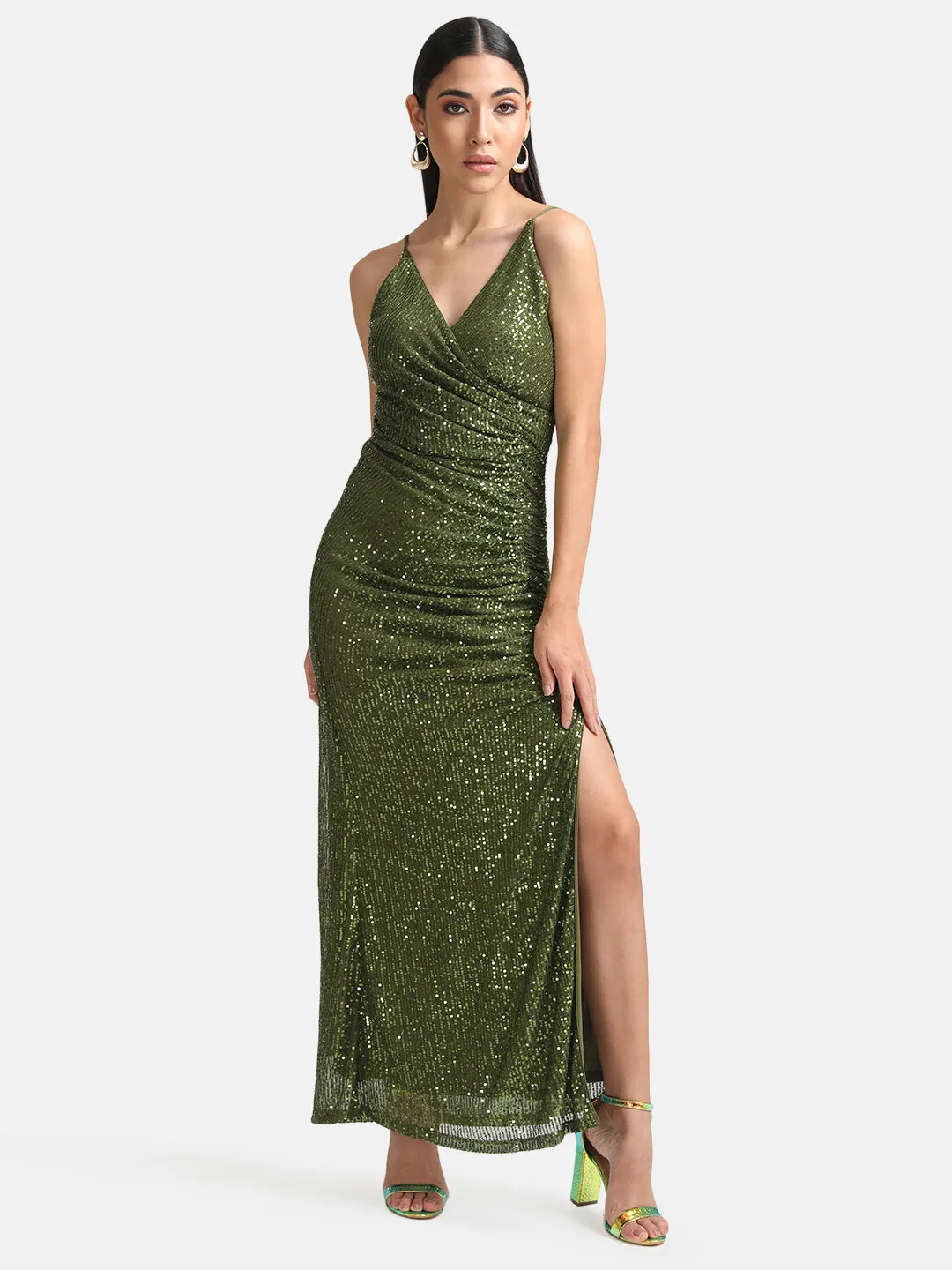 Sequin Wrap Maxi Dress