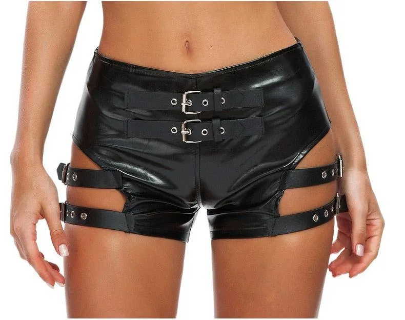 Sexy High Waist Hollow Out Bandage Denim Ripped ShortsBlack