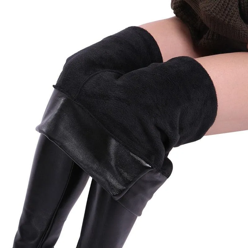 Sexy High-Waist Leather Leggings for Women with Elastic Skinny Push-Up Stretch