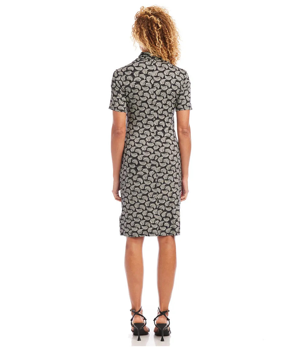 Short Sleeve Cascade Wrap Dress