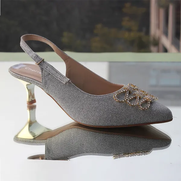 Sliver Fancy Heel Pumps for women