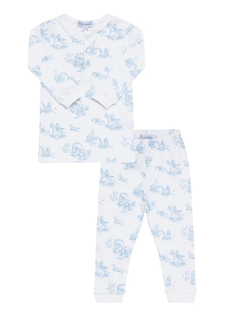 Teddy Bear Toile Pajamas - Blue