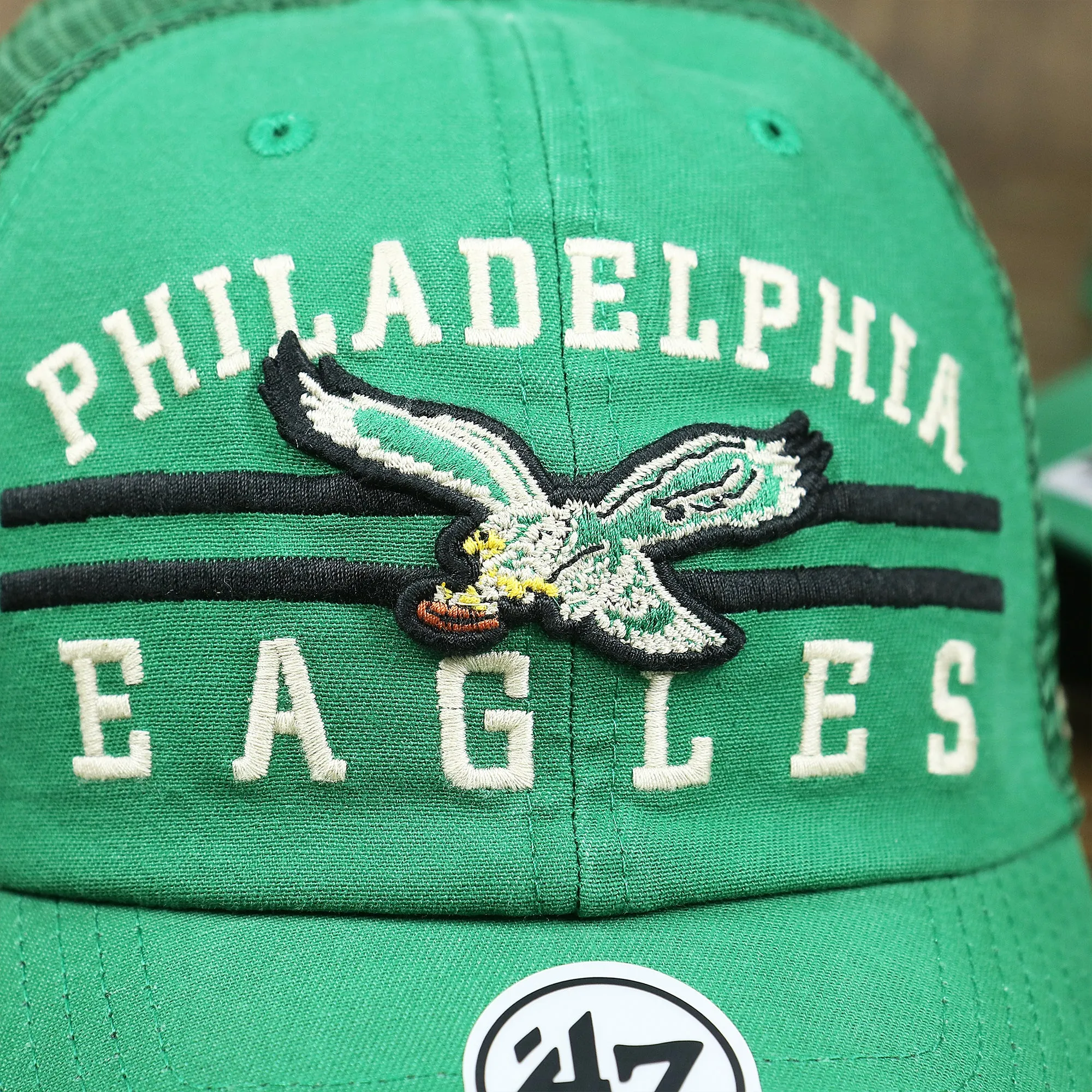 Throwback Philadelphia Eagles Legacy Logo Highpoint Mesh Back Dad Hat | Mesh Back Kelly Green Dad Hat