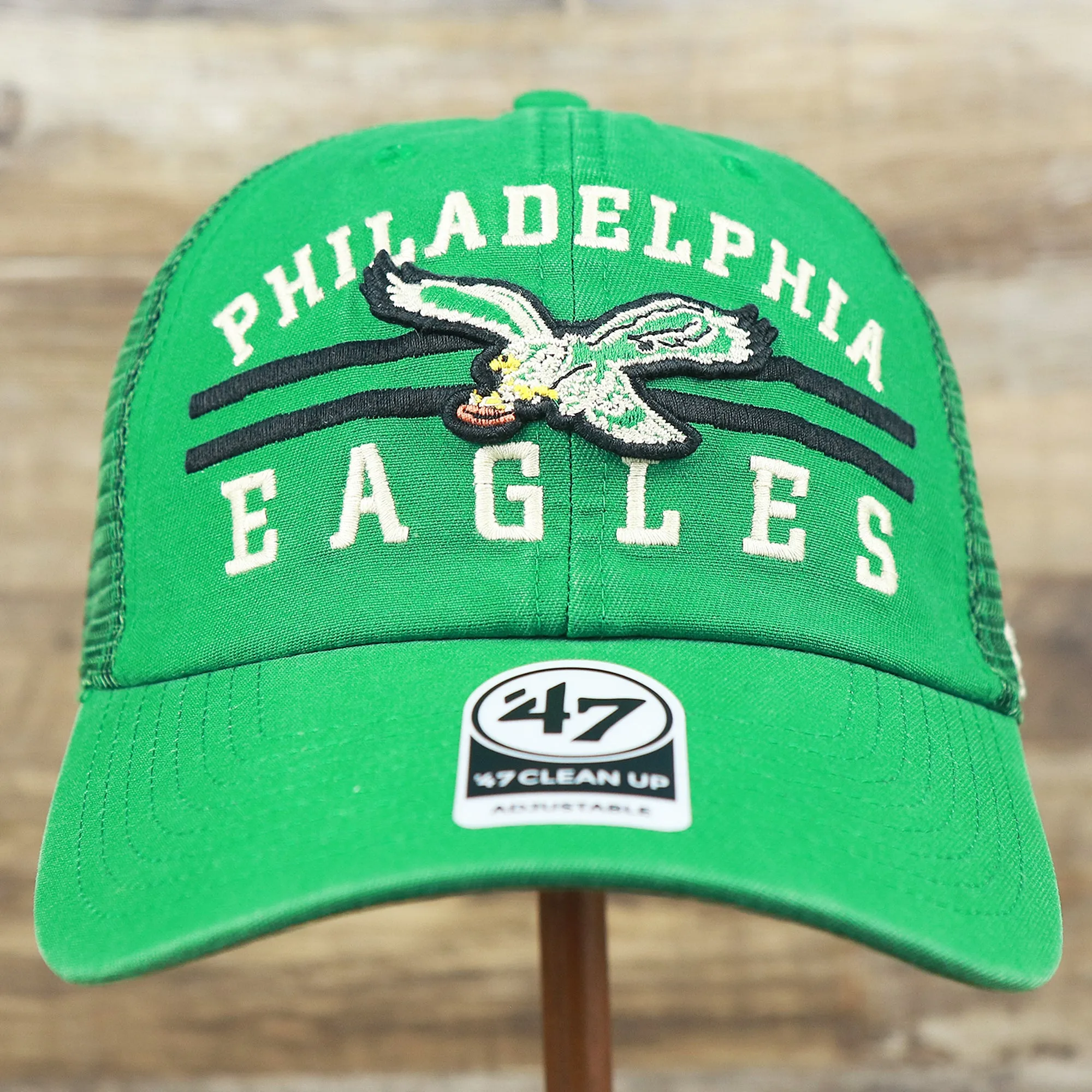 Throwback Philadelphia Eagles Legacy Logo Highpoint Mesh Back Dad Hat | Mesh Back Kelly Green Dad Hat