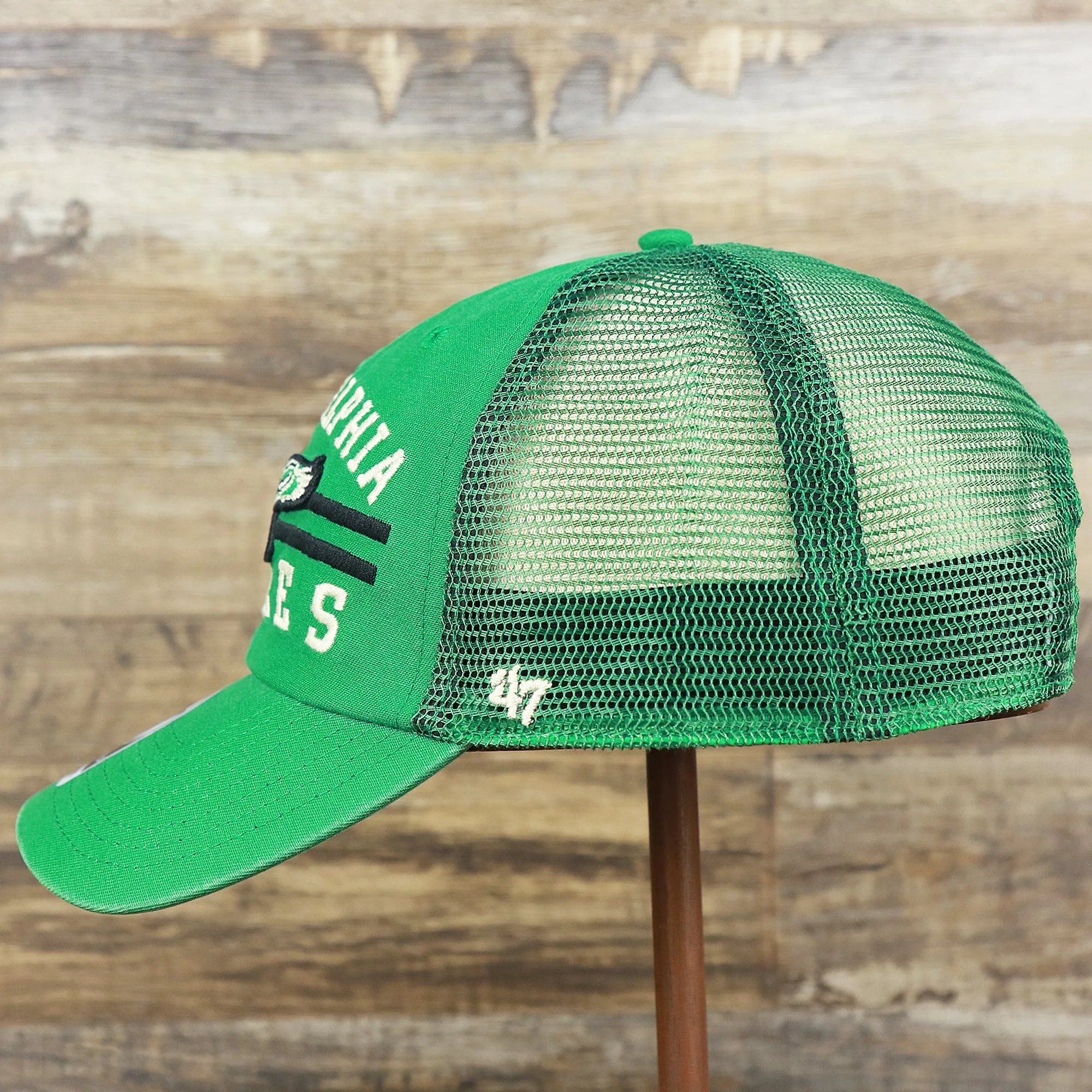 Throwback Philadelphia Eagles Legacy Logo Highpoint Mesh Back Dad Hat | Mesh Back Kelly Green Dad Hat