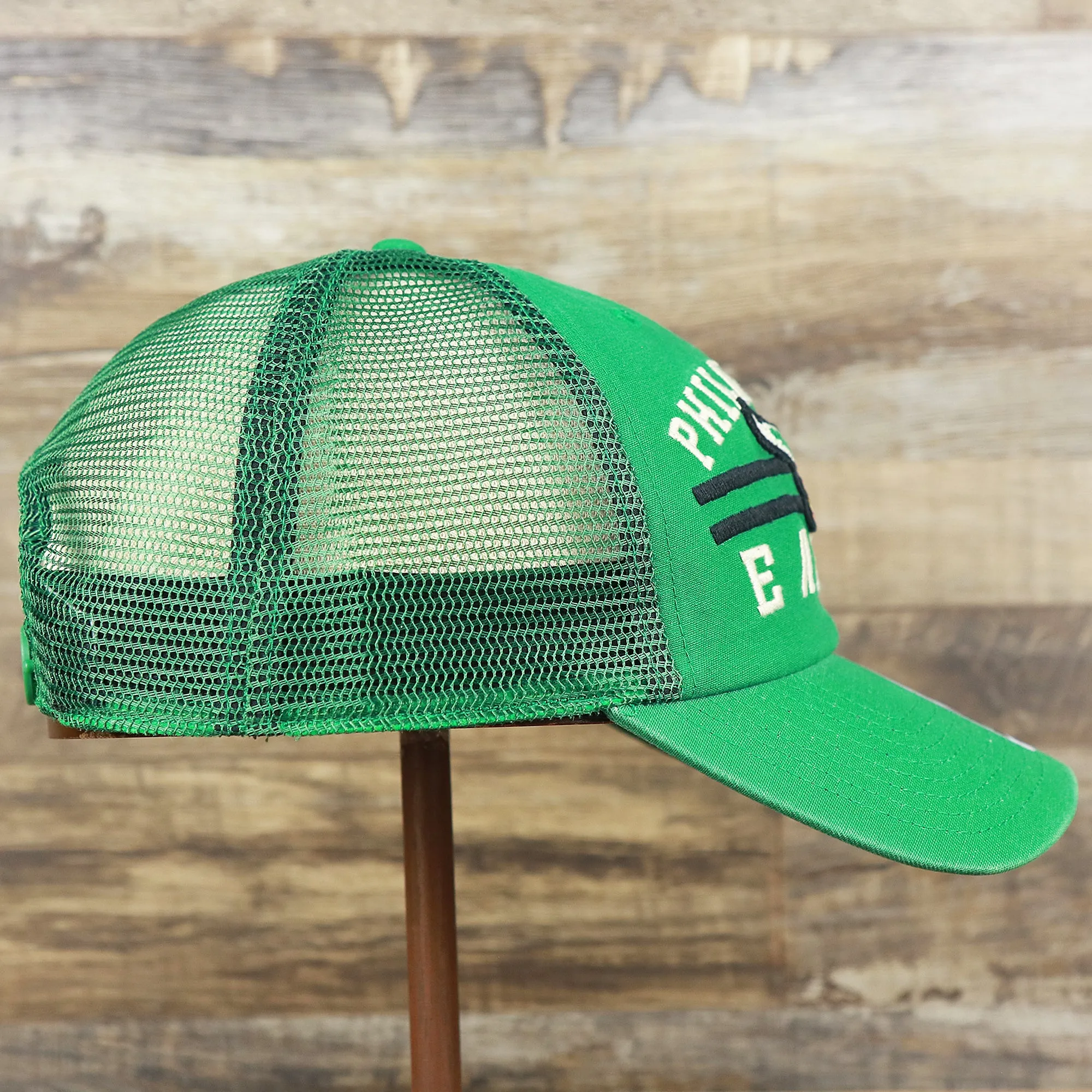 Throwback Philadelphia Eagles Legacy Logo Highpoint Mesh Back Dad Hat | Mesh Back Kelly Green Dad Hat