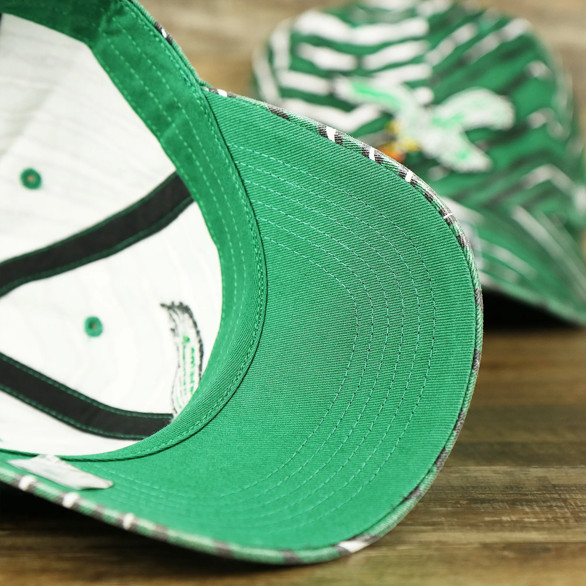 Throwback Philadelphia Eagles Zubaz Striped Pattern Dad Hat | Kelly Green Dad Hat