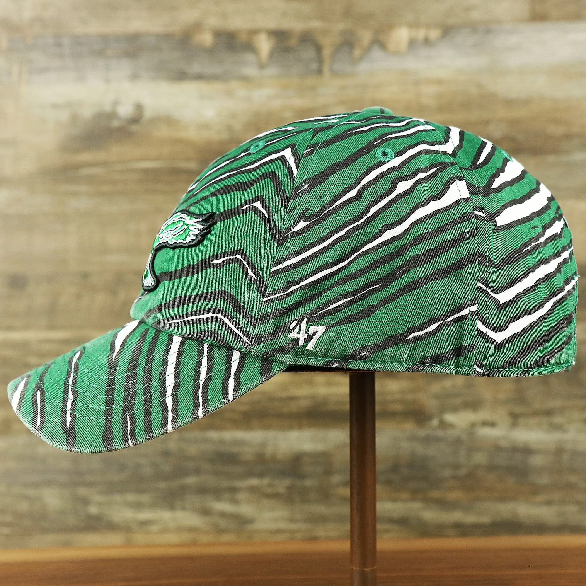 Throwback Philadelphia Eagles Zubaz Striped Pattern Dad Hat | Kelly Green Dad Hat