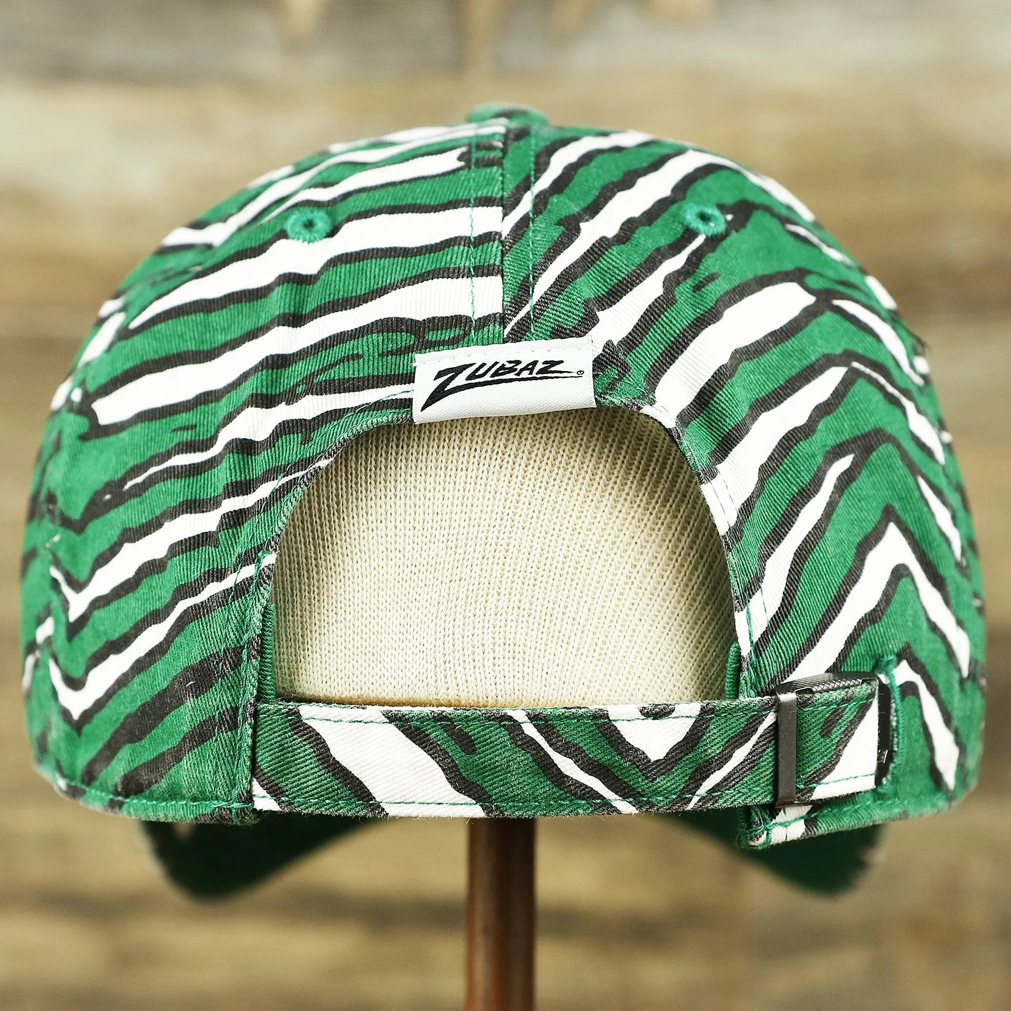 Throwback Philadelphia Eagles Zubaz Striped Pattern Dad Hat | Kelly Green Dad Hat